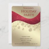 Rotes goldglattes, einfaches Firmenweihnachtsfest- Einladung (Vorderseite)
