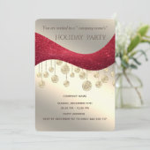 Rotes goldglattes, einfaches Firmenweihnachtsfest- Einladung (Stehend Vorderseite)