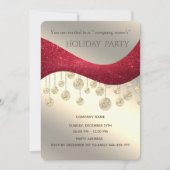 Rotes goldglattes, einfaches Firmenweihnachtsfest- Einladung (Vorderseite)