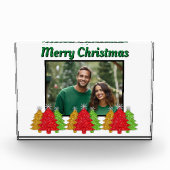 Rotes goldgrünes funkelndes Weihnachtsfoto Fotoblock (Vorderseite)