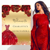 Rotes Goldkleid aus Quinceanera Begrüßung Poster