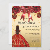 Rotes Goldkleid aus Quinceanera Einladung (Vorderseite)