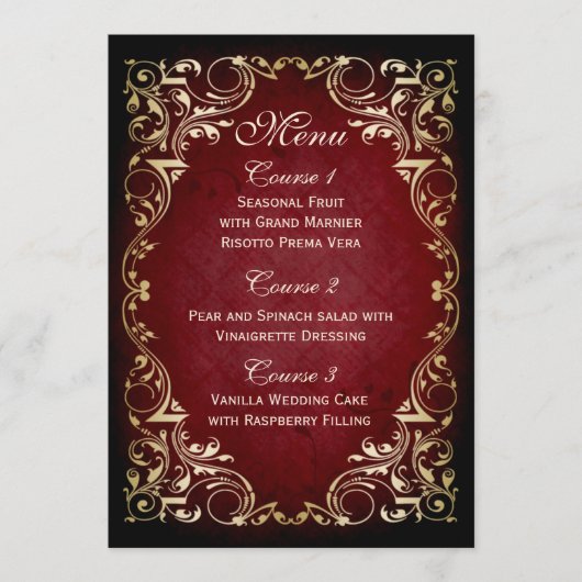 Rotes Goldmedaille Menükarte (Vorderseite)