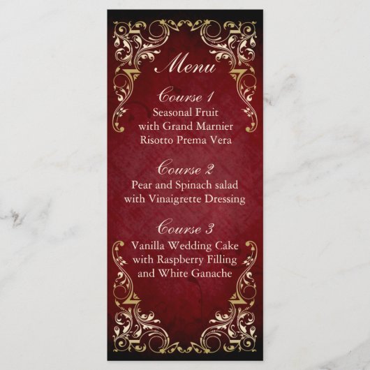 Rotes Goldmedaille Menükarte (Vorderseite)