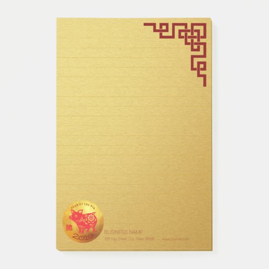 Rotes Goldschwein Papercut Neujahrsfest-Post-It Post-it Klebezettel (Vorderseite)