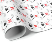 Rotes Golf-Themen-Abschluss-Monogramm-Muster Geschenkpapier (Rolleneckpunkt)