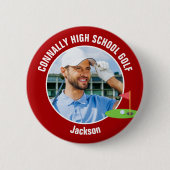 Rotes Golfer-Foto High School Golfteam Button (Vorderseite)