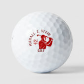 Rotes Golfspieler-Icon, Name und Alter Golfball (Vorderseite)