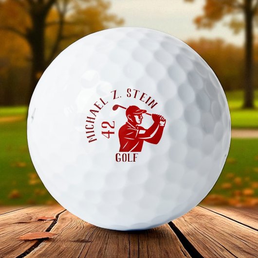 Rotes Golfspieler-Icon, Name und Alter Golfball