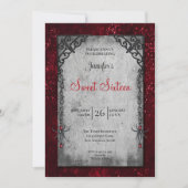 Rotes Gothic Sweet 16 Einladung (Vorderseite)