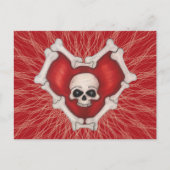 Rotes Gothisches Herz mit Knochen weißer Schädel a Postkarte (Vorderseite)