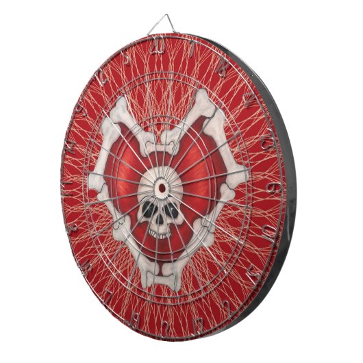 Rotes Gotisches Herz mit Knochenkörper auf Spirall Dartscheibe (Vorderseite rechts)