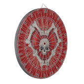 Rotes Gotisches Herz mit Knochenkörper auf Spirall Dartscheibe (Vorderseite Links)