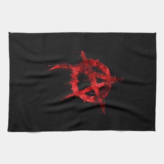 Rotes Graffiti-Anarchie-Symbol Geschirrtuch (Horizontal)