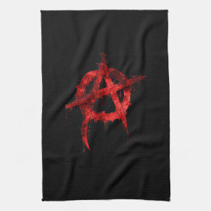 Rotes Graffiti-Anarchie-Symbol Geschirrtuch