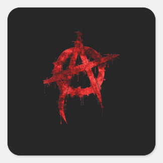 Rotes Graffiti-Anarchie-Symbol Quadratischer Aufkleber