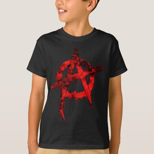 Rotes Graffiti-Anarchie-Symbol T-Shirt (Vorderseite)