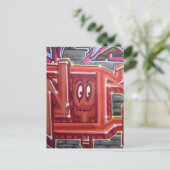 Rotes Graffiti-Gesicht Postkarte (Stehend Vorderseite)