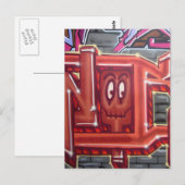 Rotes Graffiti-Gesicht Postkarte (Vorne/Hinten)