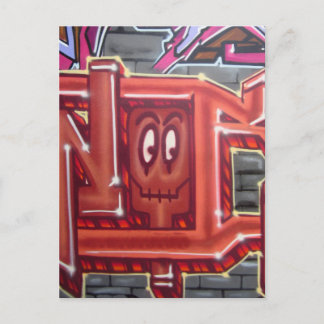 Rotes Graffiti-Gesicht Postkarte
