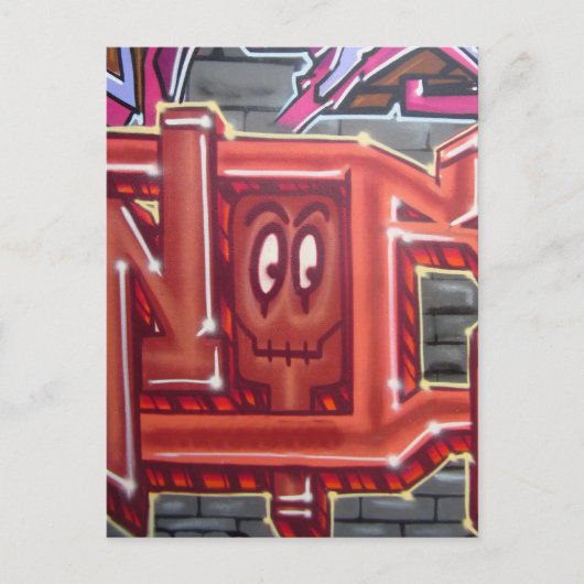 Rotes Graffiti-Gesicht Postkarte (Vorderseite)