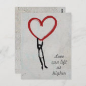 Rotes Graffiti-Herz schwebend mit Strichmännchen-L Postkarte (Vorne/Hinten)