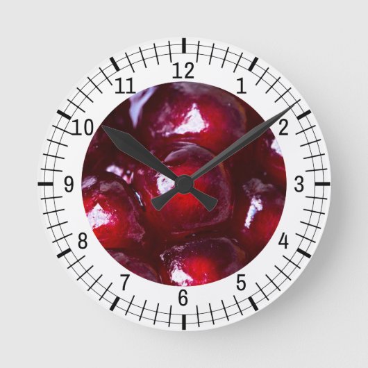 Rotes Granatapfel Runde Wanduhr (Vorderseite)