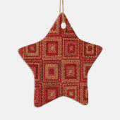 Rotes Granny Square Muster Keramik Ornament (Rechts)