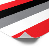 Rotes, grau-schwarzes, horizontales Streifenmuster Poster (Ecke)