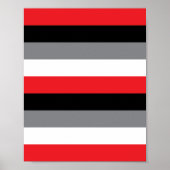 Rotes, grau-schwarzes, horizontales Streifenmuster Poster (Vorne)