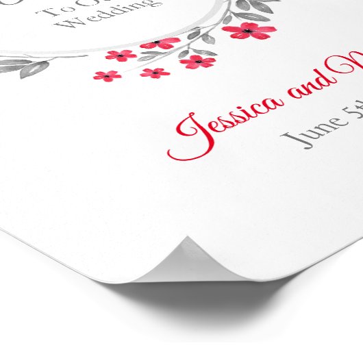 Rotes, graues, blumenfarbenes Gesicht Poster (Ecke)