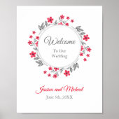 Rotes, graues, blumenfarbenes Gesicht Poster (Vorne)