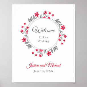 Rotes, graues, blumenfarbenes Gesicht Poster