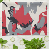 Rotes graues Camouflage-Tarnungs-Muster Küchentuch (Gefaltet)
