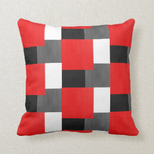 Rotes graues geometrisches kissen