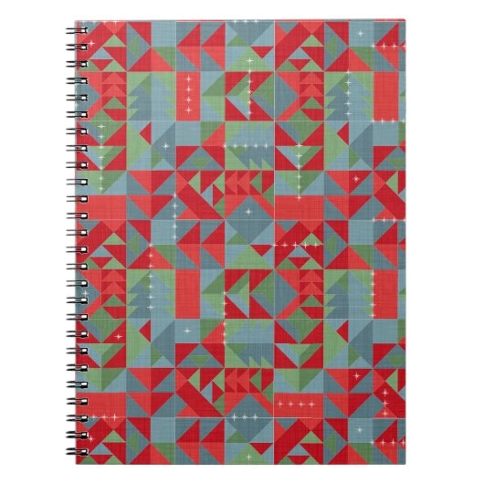 Rotes, graues, grünes geometrisches Muster. Notizblock (Vorderseite)