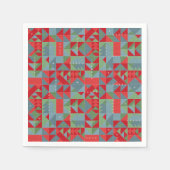 Rotes, graues, grünes geometrisches Muster. Serviette (Vorderseite)
