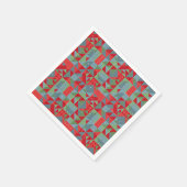 Rotes, graues, grünes geometrisches Muster. Serviette (Ecke)