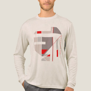 Rotes Graues Kreisförmiges MCM-inspiriertes Geomet Tri-Blend Shirt