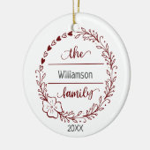 Rotes graues Monogramm Familienname Blumenkraut Keramik Ornament (Links)