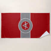 Rotes graues Monogramm personalisiert Strandtuch (Vorderseite)