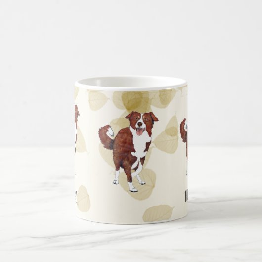 Rotes Grenzcollie-TAN-Blätter Kaffeetasse (Mittel)