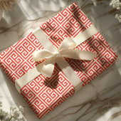 Rotes Griechisches Schlüssel-Labyrinth Geschenkpapier