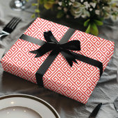Rotes Griechisches Schlüssel-Labyrinth Geschenkpapier