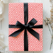 Rotes Griechisches Schlüssel-Labyrinth Geschenkpapier