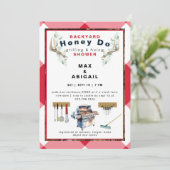 Rotes Grillen & Fixieren von Antlern Paare Dusche Einladung (Stehend Vorderseite)