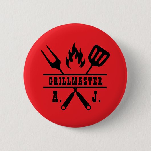 Rotes Grillmeister-Werkzeug  Button (Vorderseite)