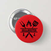 Rotes Grillmeister-Werkzeug  Button (Vorne & Hinten)