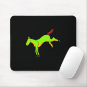 Rotes, grönes Pferd am Schwanz Mousepad (Mit Mouse)