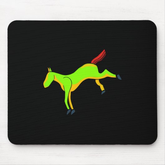 Rotes, grönes Pferd am Schwanz Mousepad (Vorne)